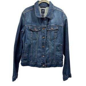 GAP Women's Denim Jean Jacket Size Large Blue Y2K 90's Trucker 1969 Buttons